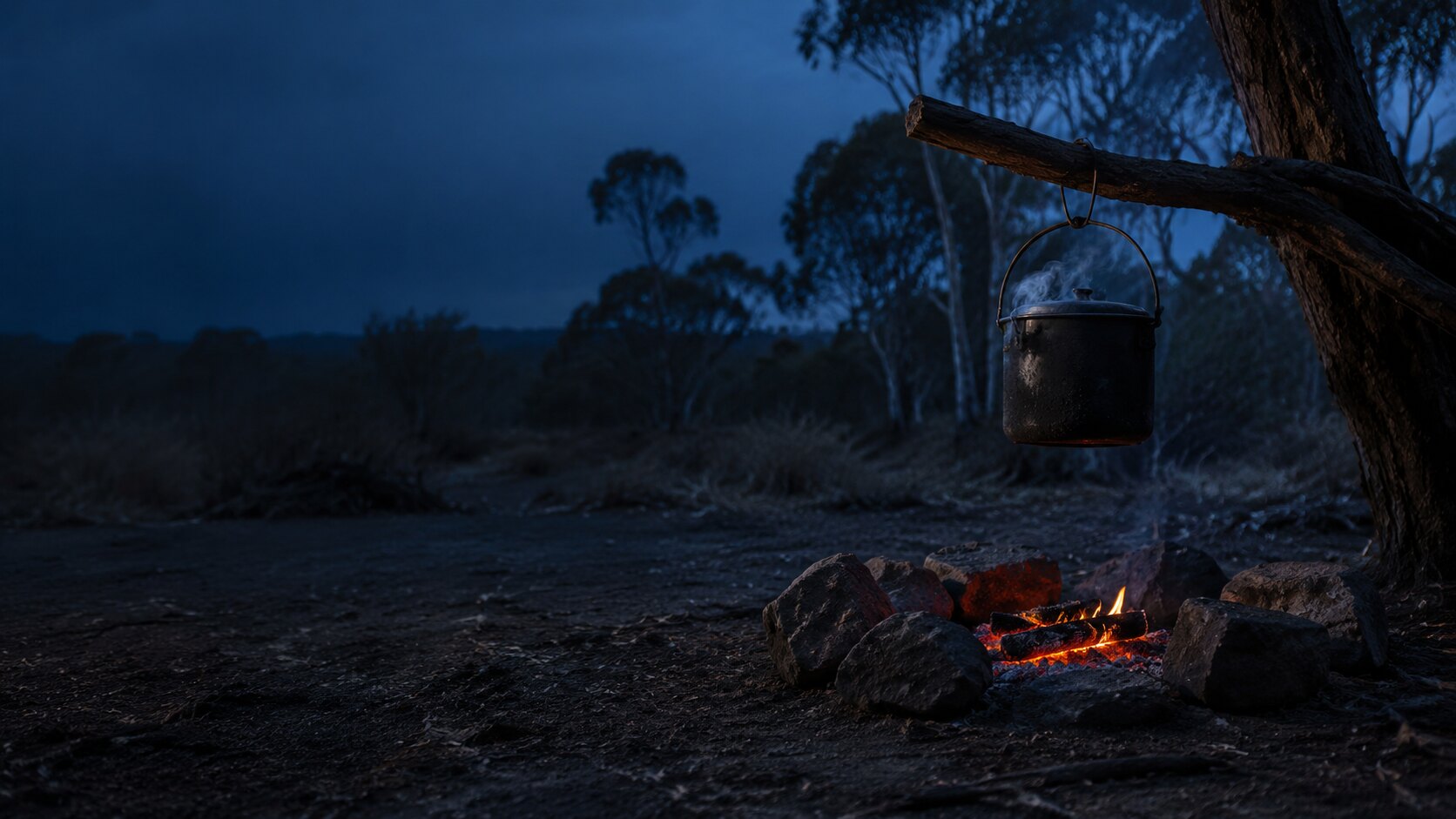 Campfire and billy illustration used for Mary Hannay Foott’s collection route